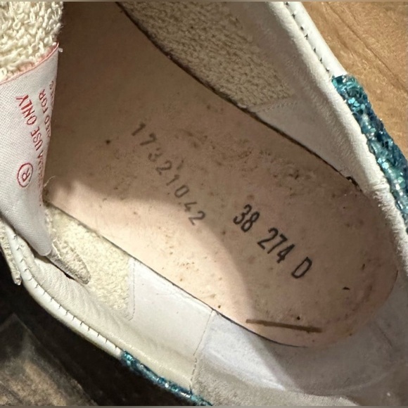 Golden Goose Super-Star Python Sneakers Blue Glitter Heel - Size 38 - Picture 7 of 14